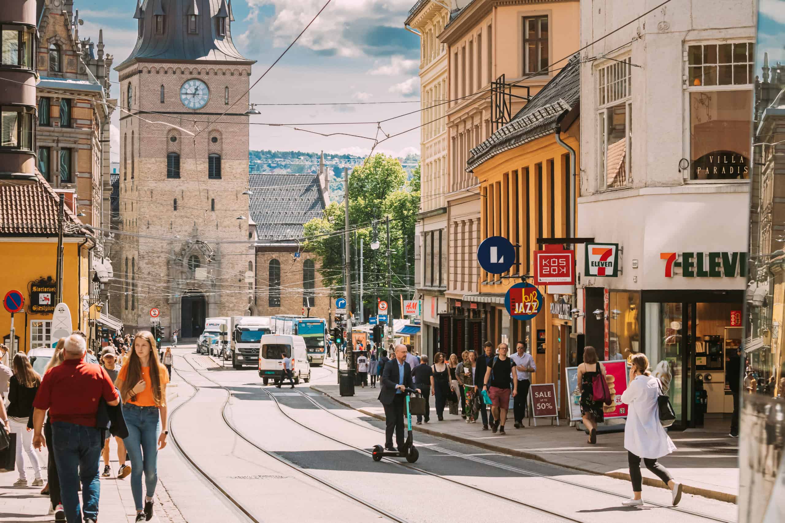 Oslo,,Norway,-,June,24,,2019:,People,Walking,Near,Oslo